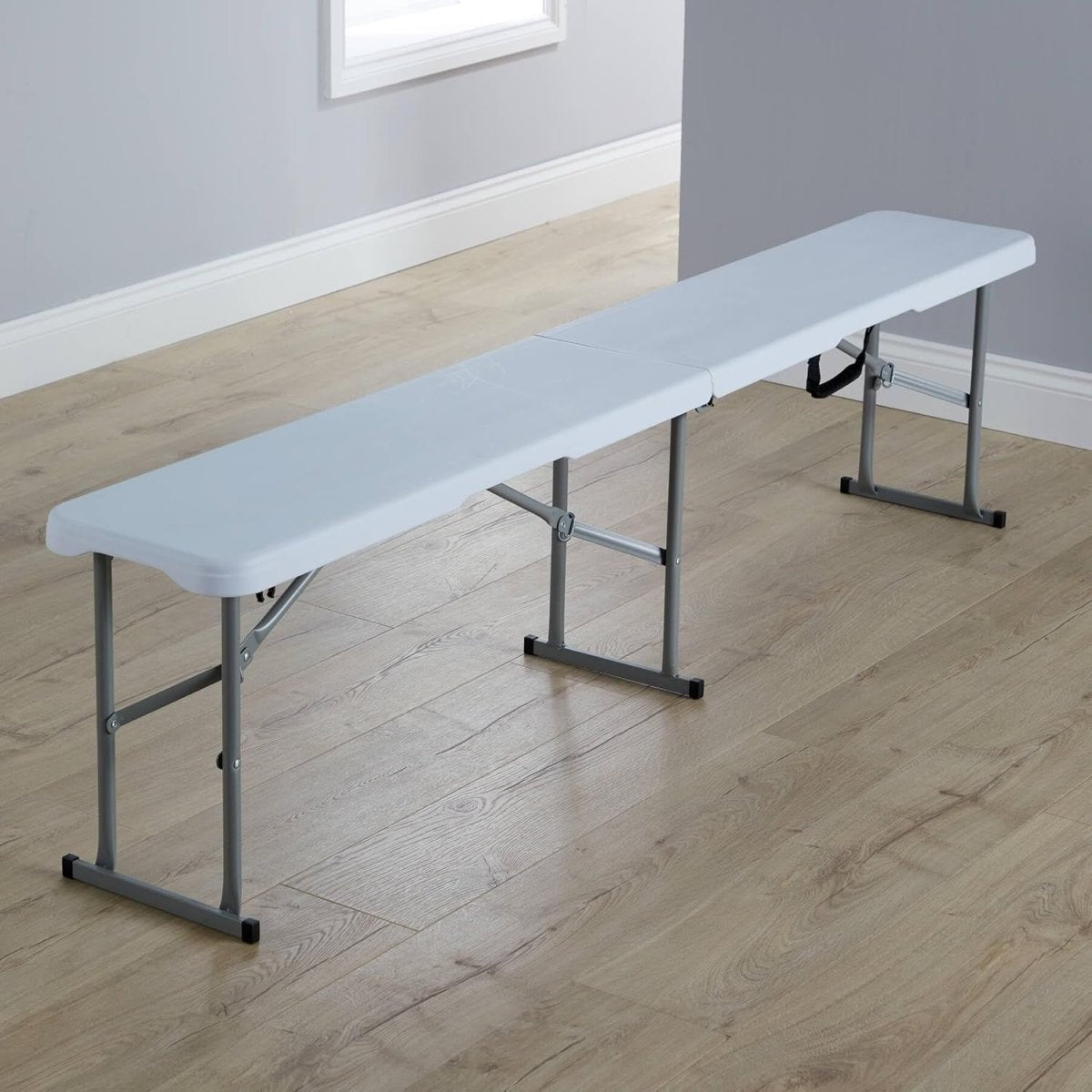 Pair 6ft Folding Benches Portable Plastic Party Picnic Camping Seats - Kwikley