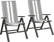 Pair Folding Outdoor Recliner Chairs 5 Level Adjustable Patio High Back Seats - Kwikley