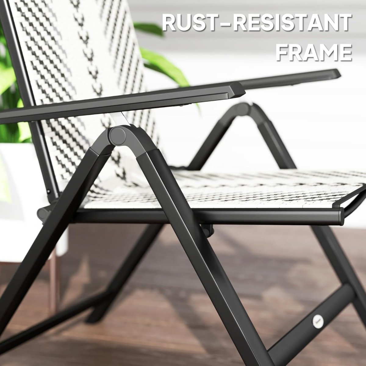 Pair Folding Outdoor Recliner Chairs 5 Level Adjustable Patio High Back Seats - Kwikley