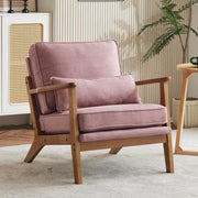Peach Pink Fabric Accent Chair – Solid Wood Lounge Armchair Wide Arm - Kwikley