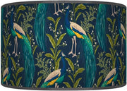 Peacock Drum Lampshade 20in Teal Blue Ceiling Floor Table Pendant Light - Kwikley