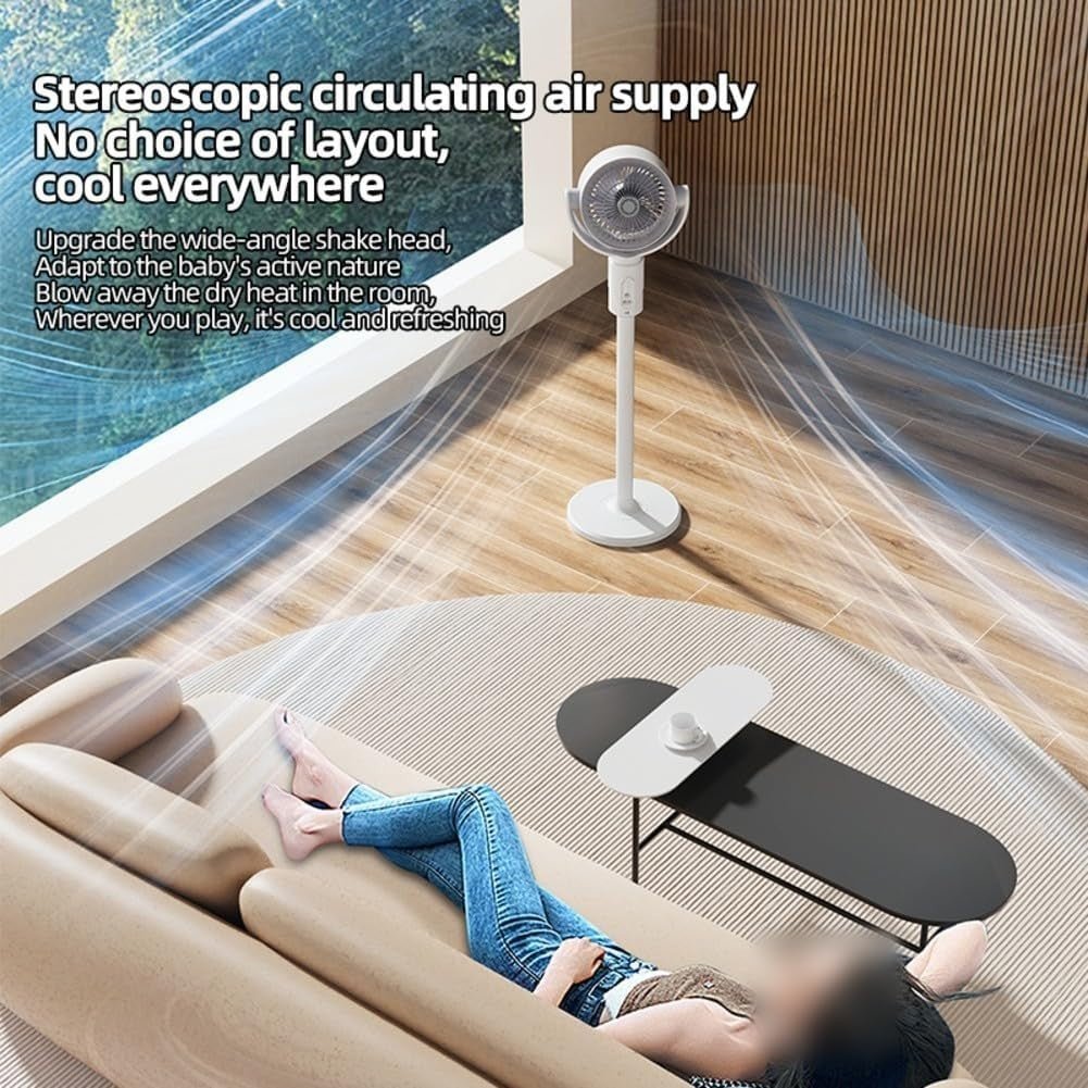 Pedestal Fan – 5 - Speed Remote Control 180° Oscillating Height Adjustable Quiet - Kwikley