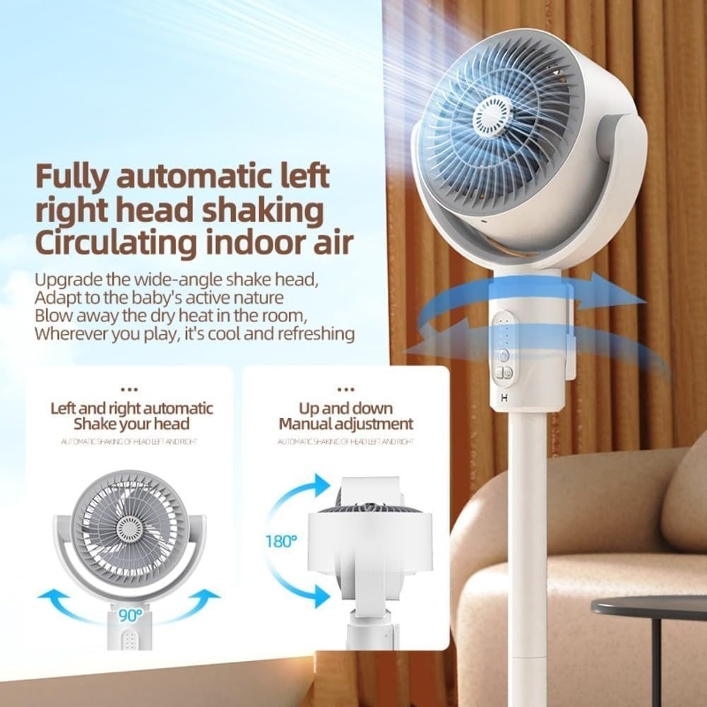 Pedestal Fan – 5 - Speed Remote Control 180° Oscillating Height Adjustable Quiet - Kwikley