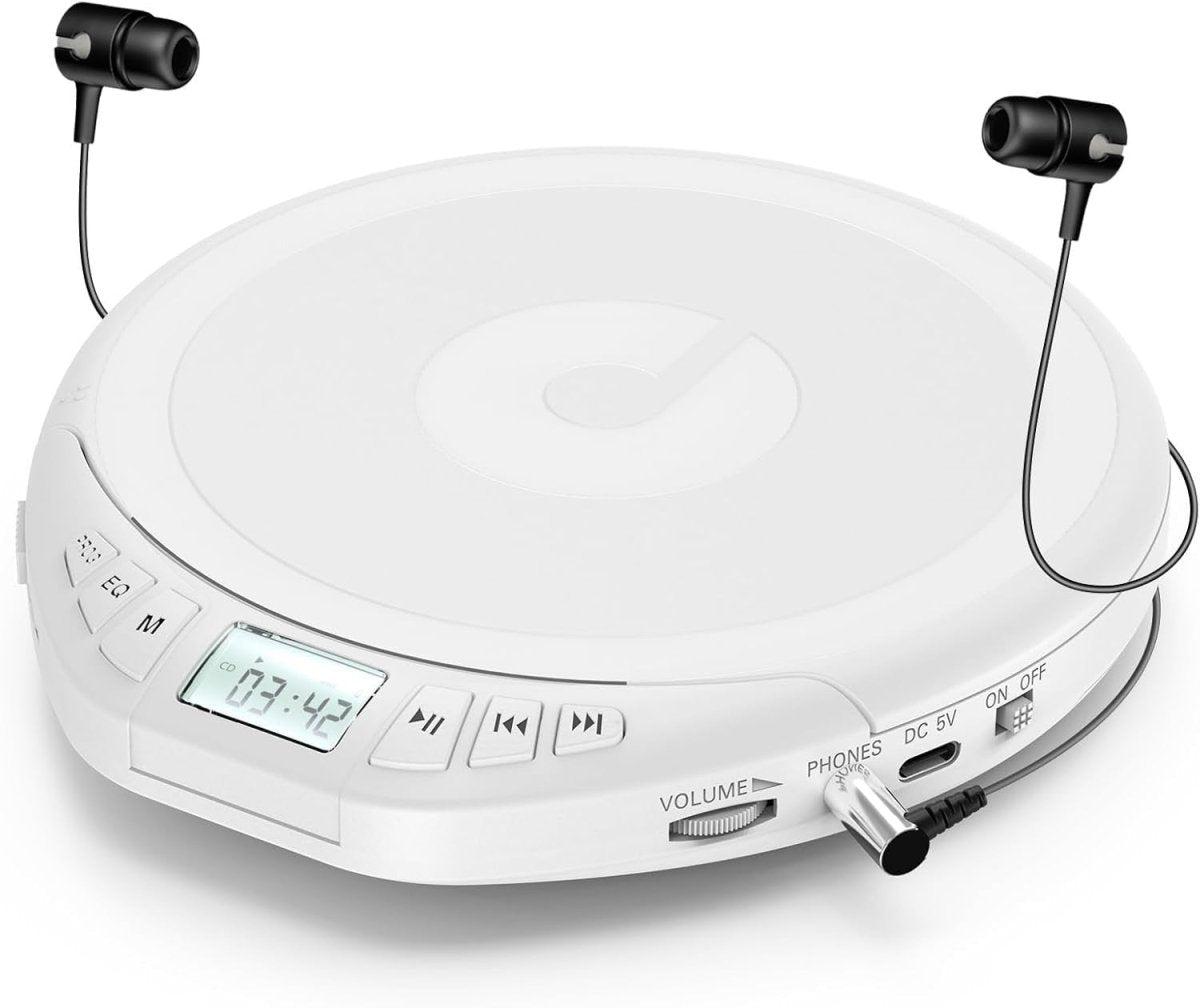 Personal CD Player Portable Anti - Skip LCD Display AUX Car Use Earphones - Kwikley