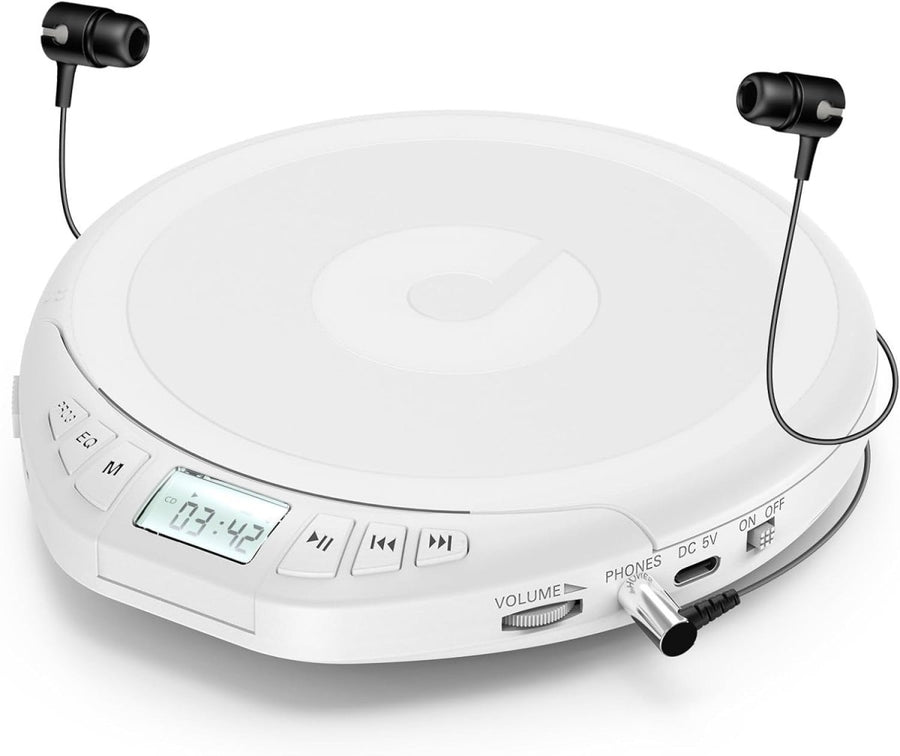 Personal CD Player Portable Anti - Skip LCD Display AUX Car Use Earphones - Kwikley