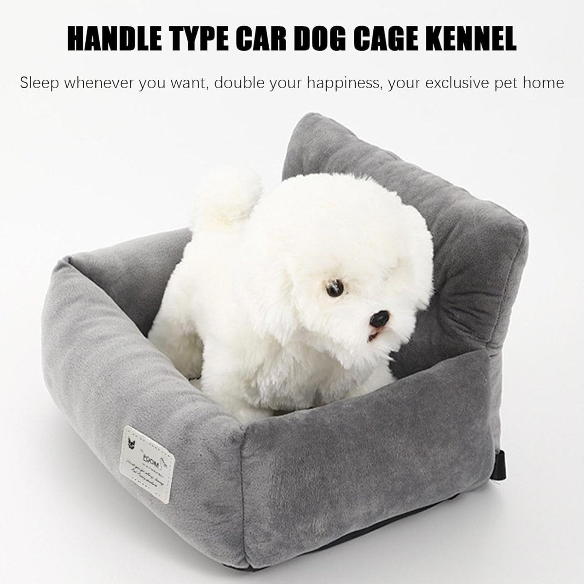 Pet Booster Car Seat Small Dog Cat Travel Bed Non Slip Carrier Grey - Kwikley