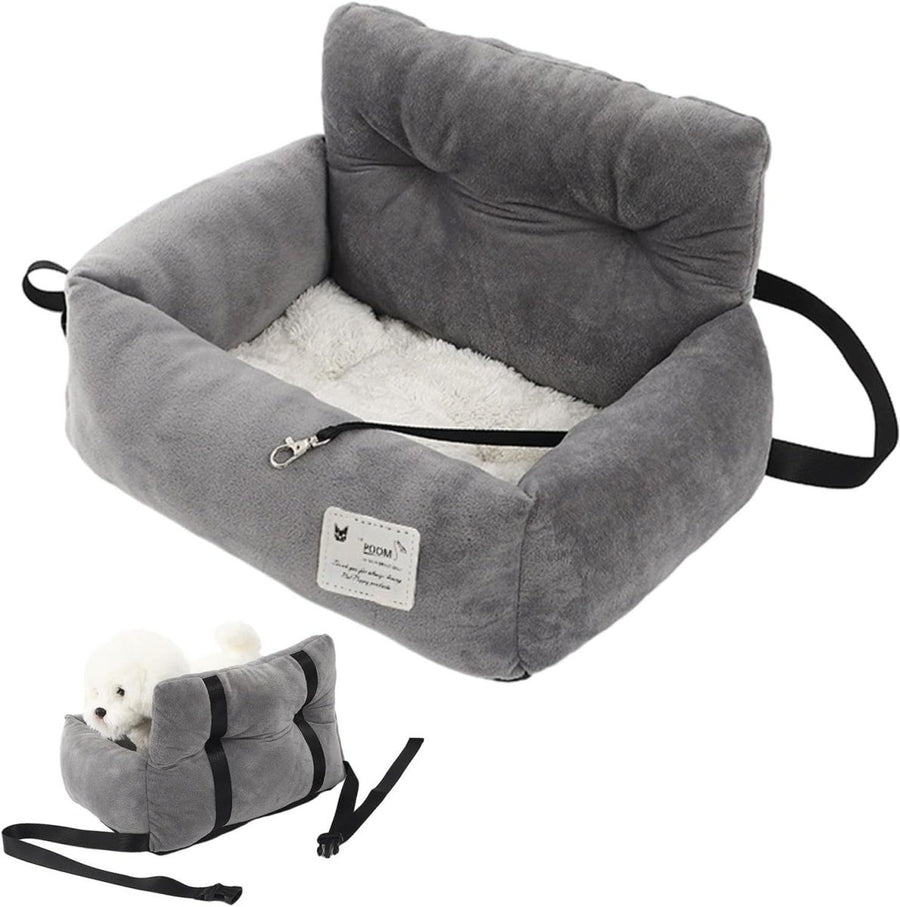 Pet Booster Car Seat Small Dog Cat Travel Bed Non Slip Carrier Grey - Kwikley