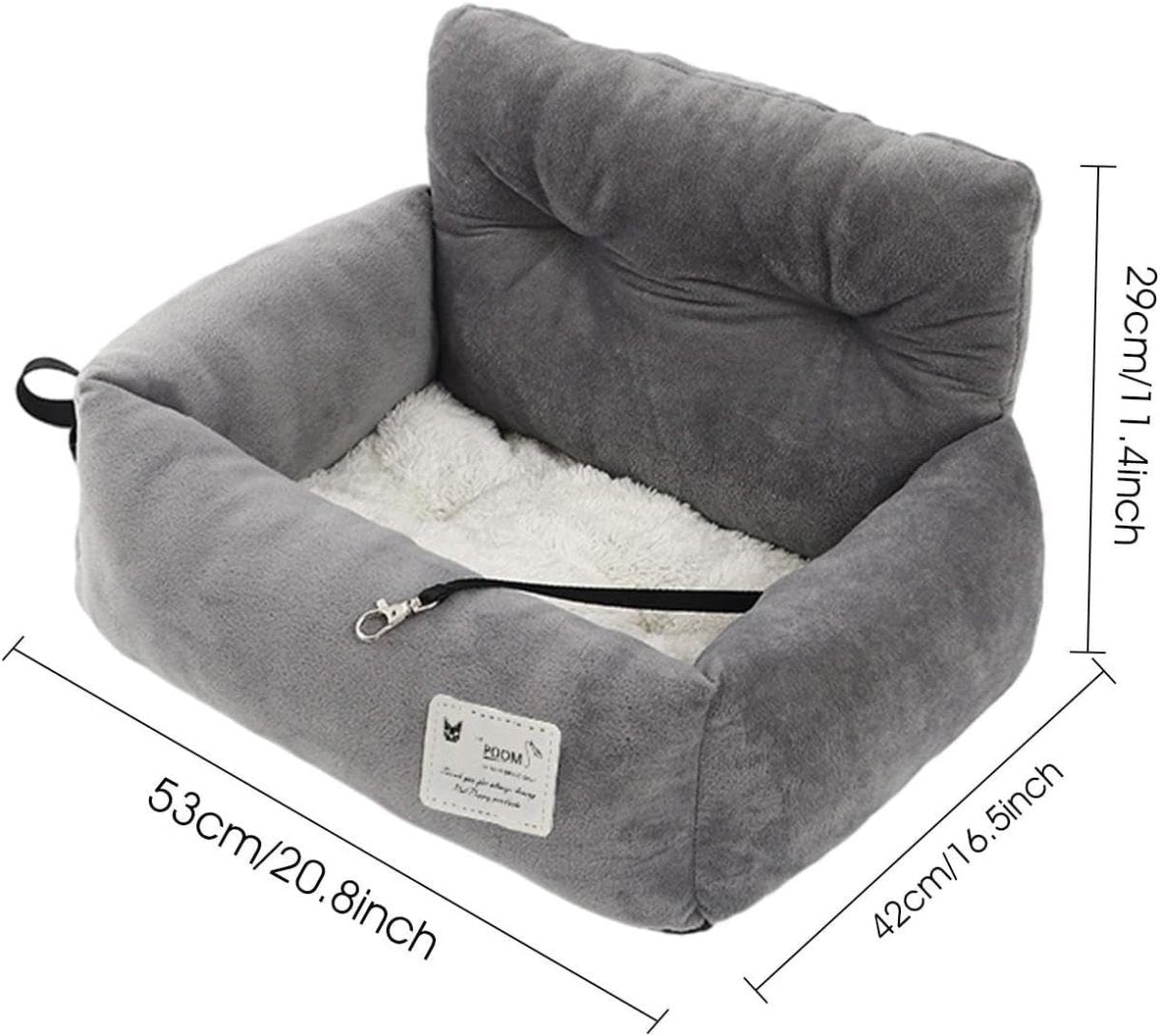Pet Booster Car Seat Small Dog Cat Travel Bed Non Slip Carrier Grey - Kwikley