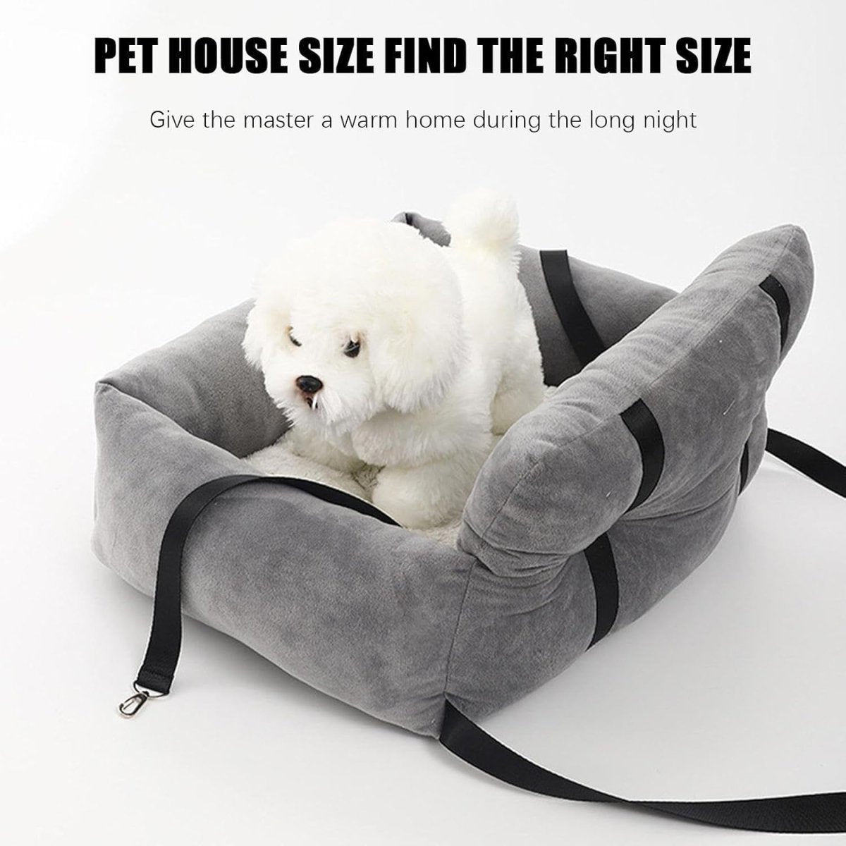 Pet Booster Car Seat Small Dog Cat Travel Bed Non Slip Carrier Grey - Kwikley