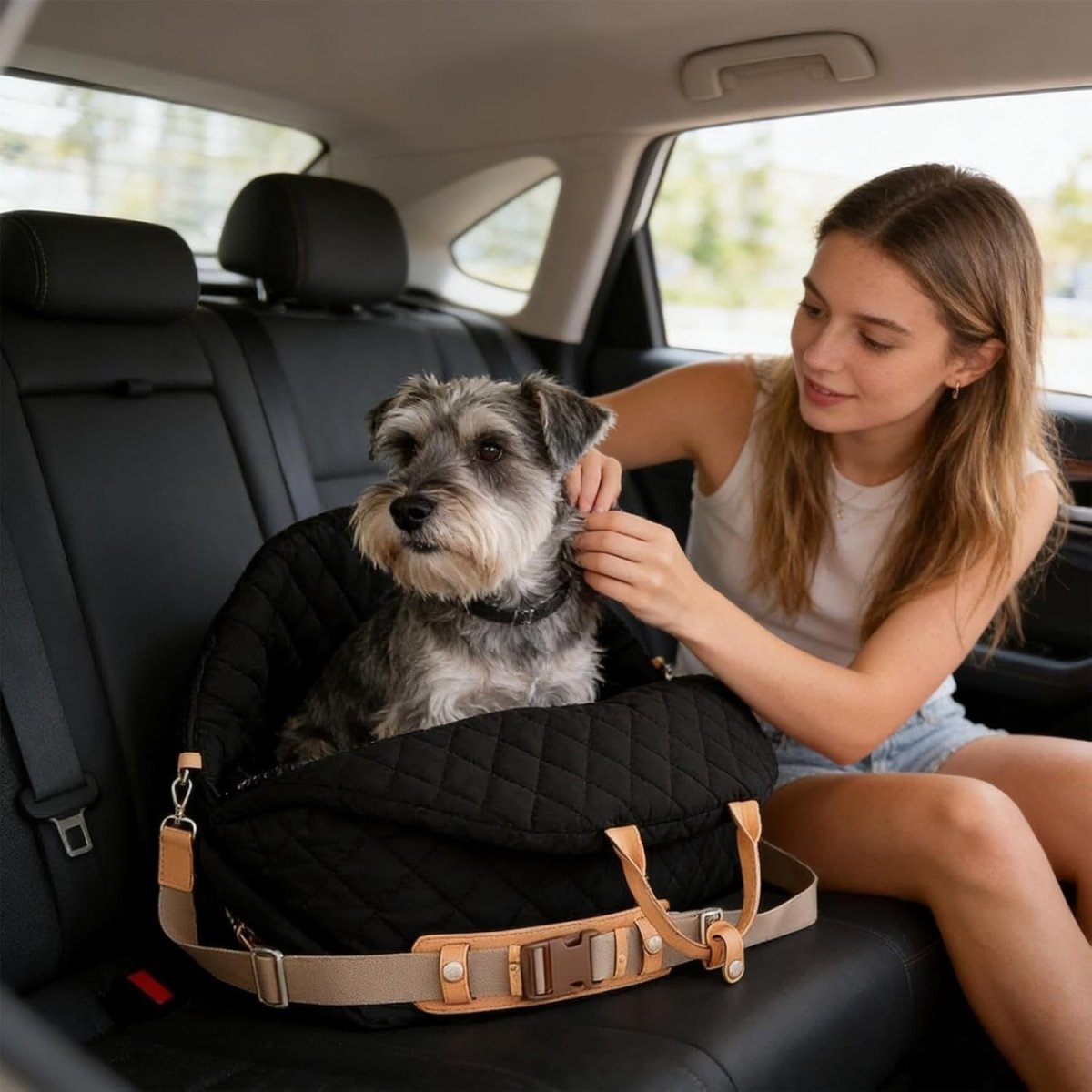 Pet Booster Car Seat Travel Carrier Waterproof Dog Bed w Safety Strap - Kwikley