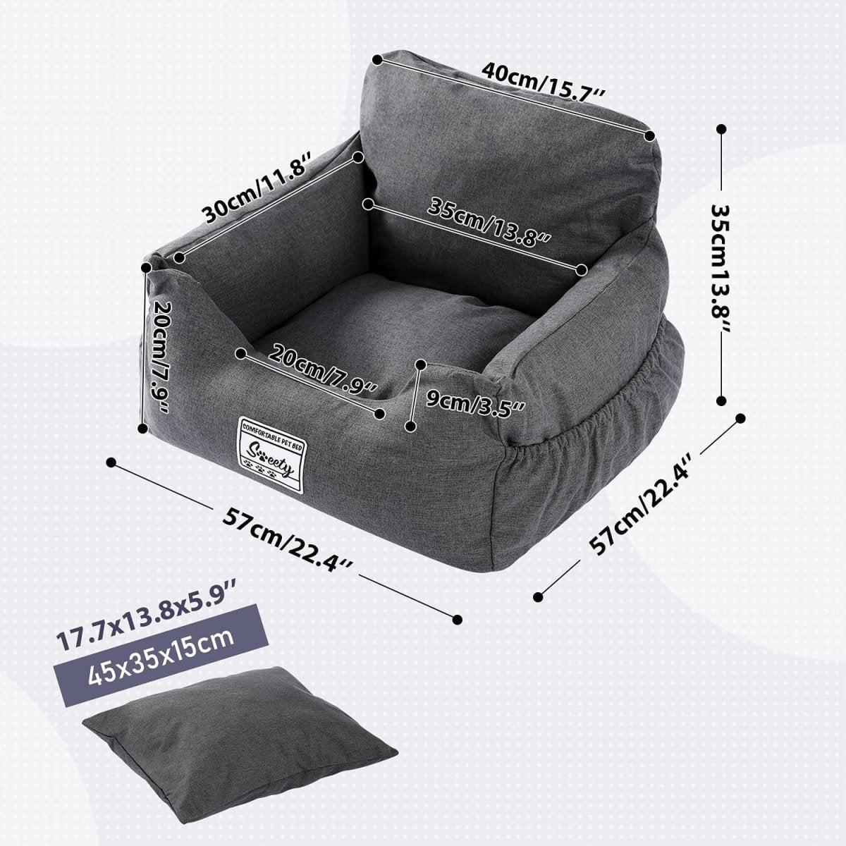 Pet Booster Car Seat Washable Travel Bed Non Slip Small Medium Dogs - Kwikley