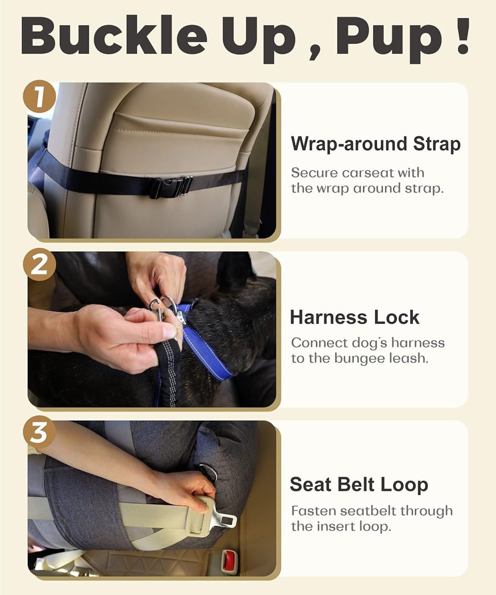 Pet Travel Car Seat Bed for Dogs Washable Booster Carrier Space Grey - Kwikley