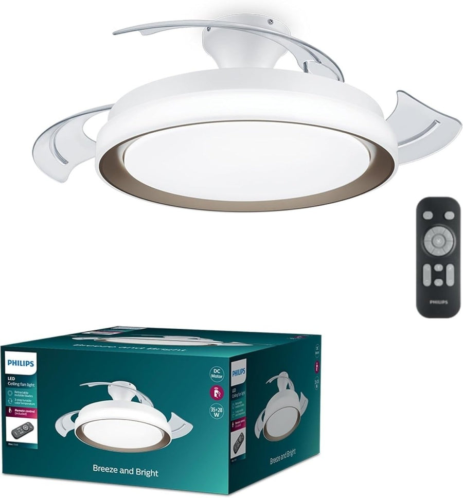 Philips LED Bliss Ceiling Fan, 3 Color Temps, 28W Light, 35W Fan, Remote - Kwikley
