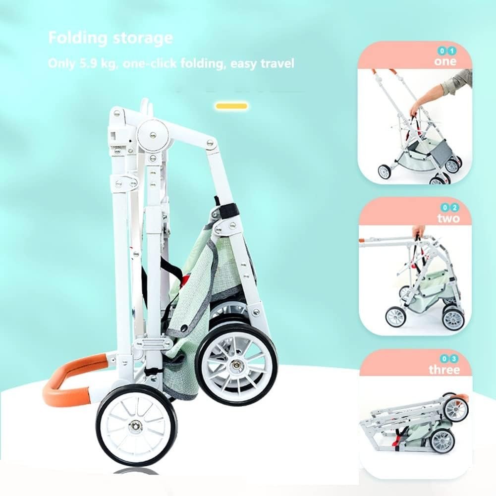 Pink 3in1 Pet Stroller Detachable Carrier Car Seat Folding Shock Absorb - Kwikley