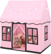 Pink Black Kids Castle Play Tent Large Indoor House with Star Lights - Kwikley