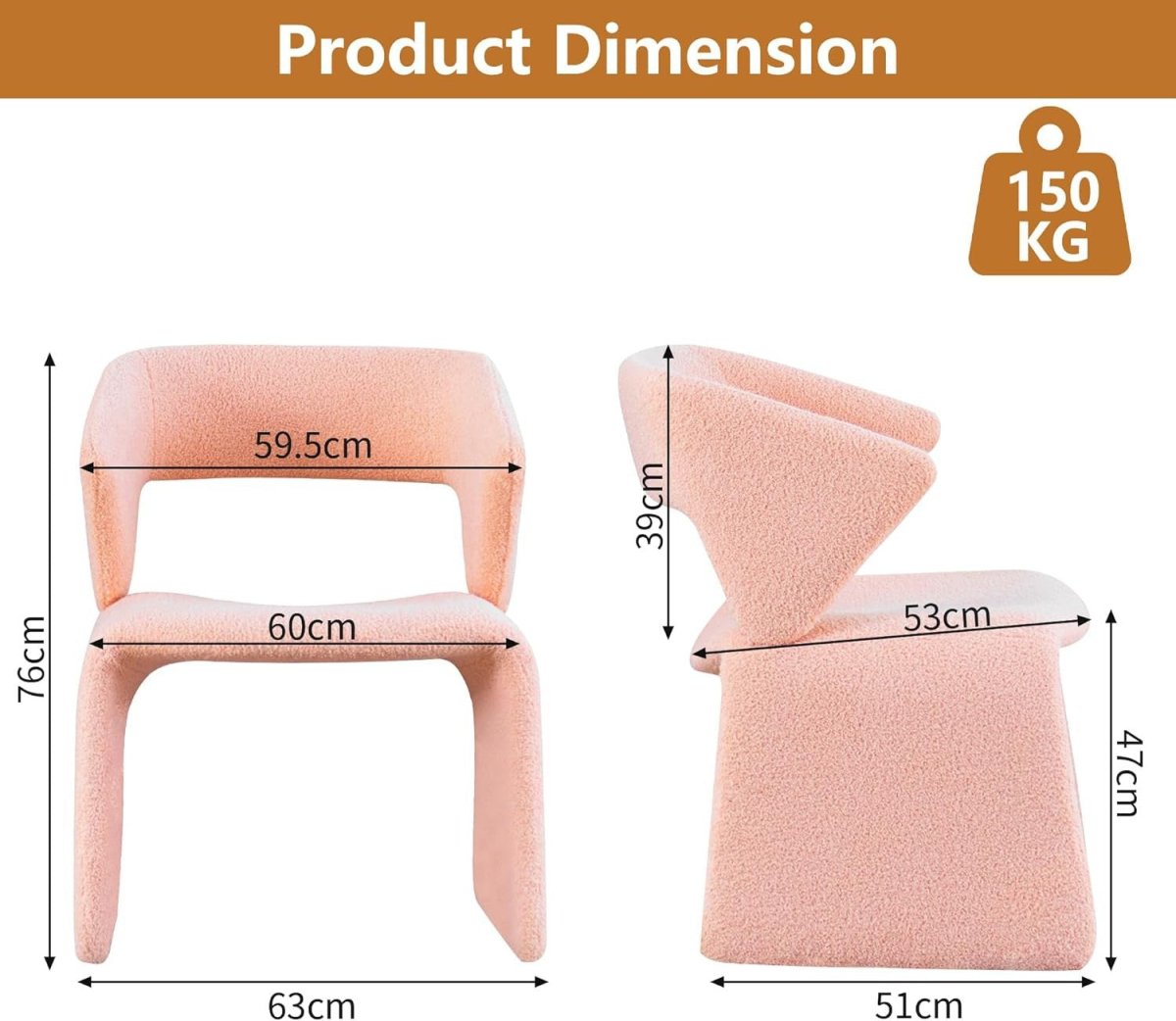 Pink Boucle Accent Chair Modern Vanity Bedroom Living Room Seat - Kwikley
