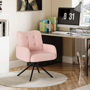 Pink Boucle Swivel Accent Chair Tub Vanity Desk Armchair - Kwikley