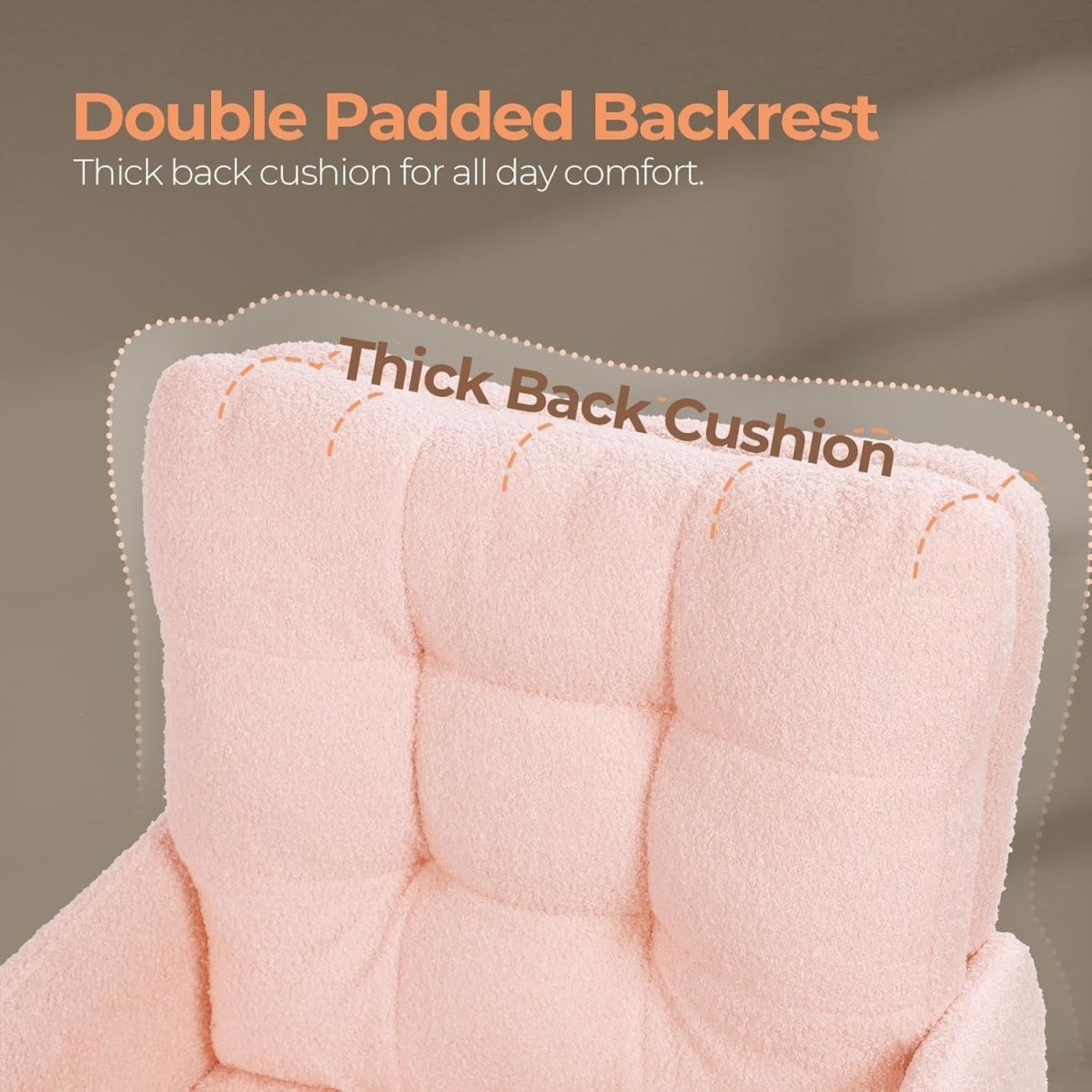 Pink Boucle Swivel Accent Chair Tub Vanity Desk Armchair - Kwikley