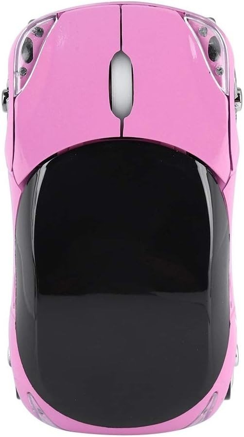 Pink Car Shaped Wireless Mouse 1600DPI LED Optical USB Laptop PC - Kwikley