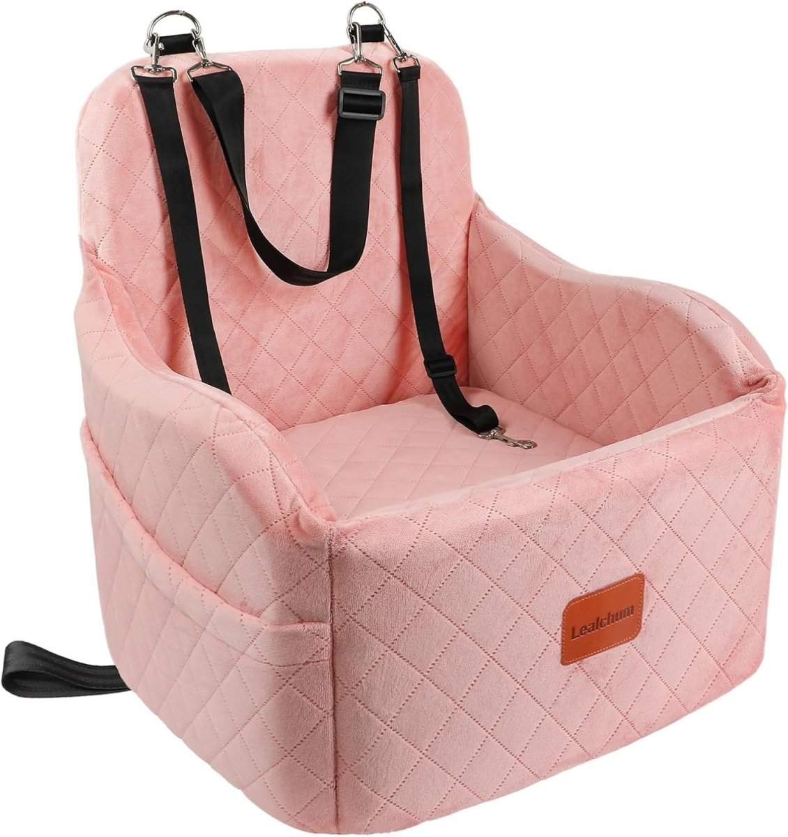 Pink Dog Booster Car Seat Elevated Pet Travel Bed Washable 35lb - Kwikley