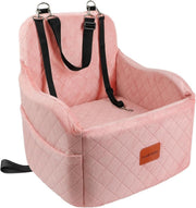 Pink Dog Booster Car Seat Elevated Pet Travel Bed Washable 35lb - Kwikley