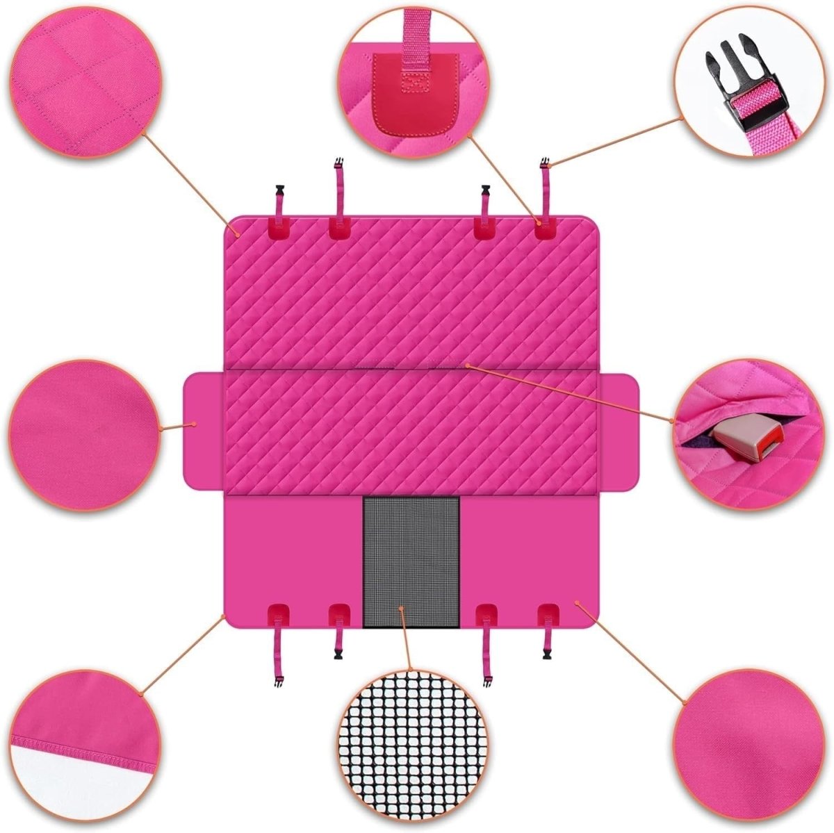 Pink Dog Car Seat Cover Hammock Waterproof Mesh Window Protector - Kwikley