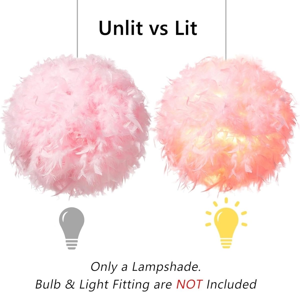 Pink Feather Lampshade 50cm Ceiling Pendant Floor Table Light Shade - Kwikley