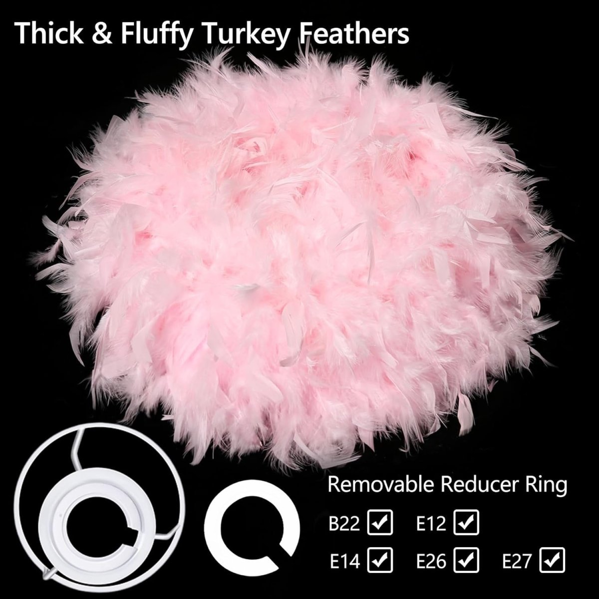 Pink Feather Lampshade 50cm Ceiling Pendant Floor Table Light Shade - Kwikley