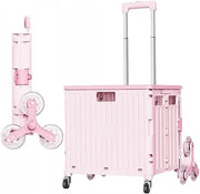 Pink Foldable 8 - Wheel Stair Climber Cart Lightweight Portable Rolling Trolley - Kwikley
