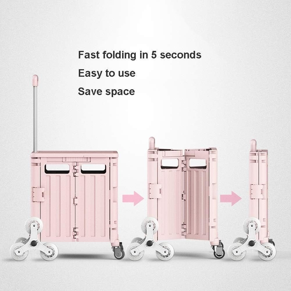 Pink Foldable 8 - Wheel Stair Climber Cart Lightweight Portable Rolling Trolley - Kwikley