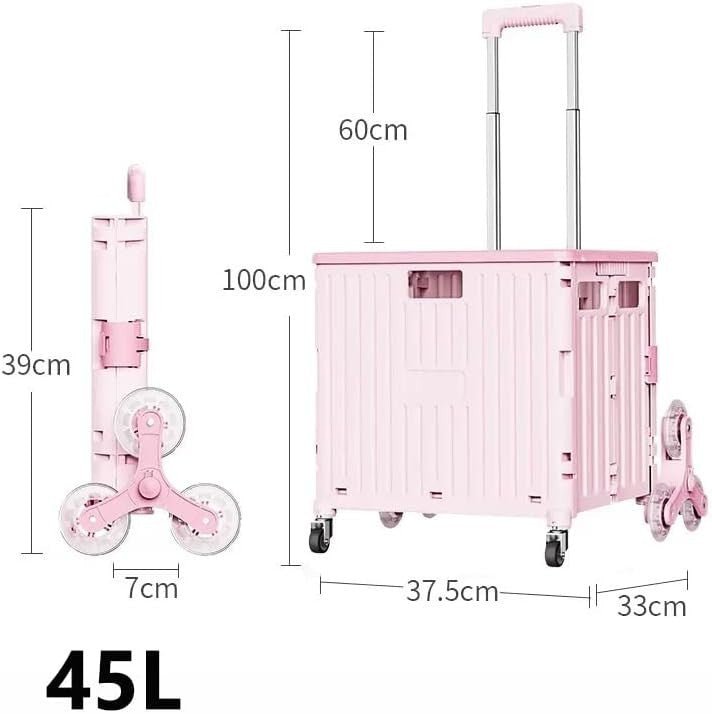 Pink Foldable 8 - Wheel Stair Climber Cart Lightweight Portable Rolling Trolley - Kwikley
