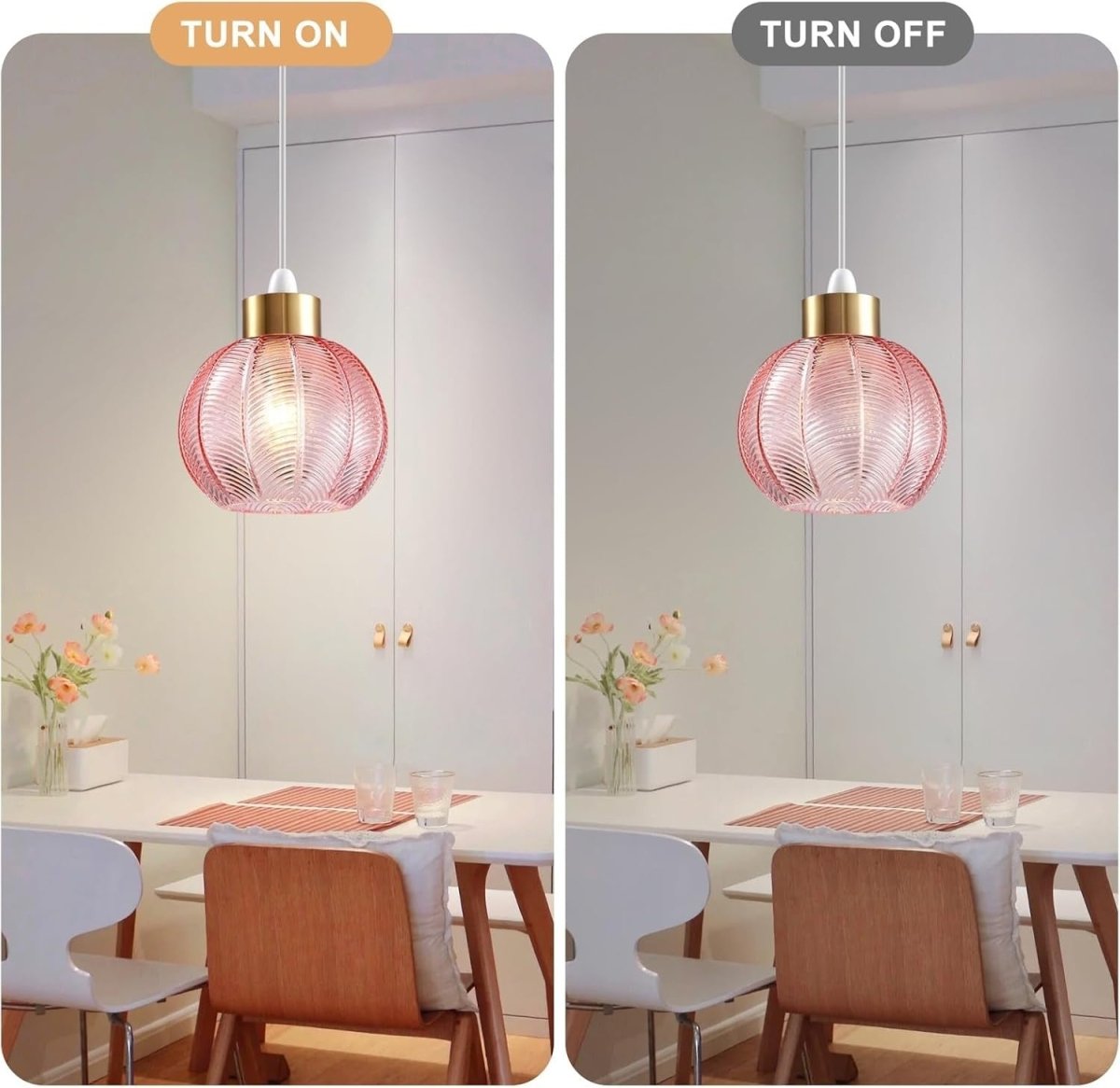Pink Glass Easy Fit Ceiling Lamp Shade Leaf Pattern 21cm Modern - Kwikley