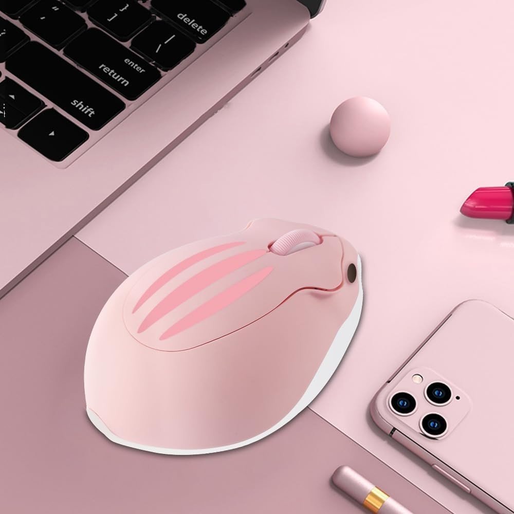 Pink Hamster Wireless Mouse Silent 1200DPI Cute USB Laptop PC - Kwikley