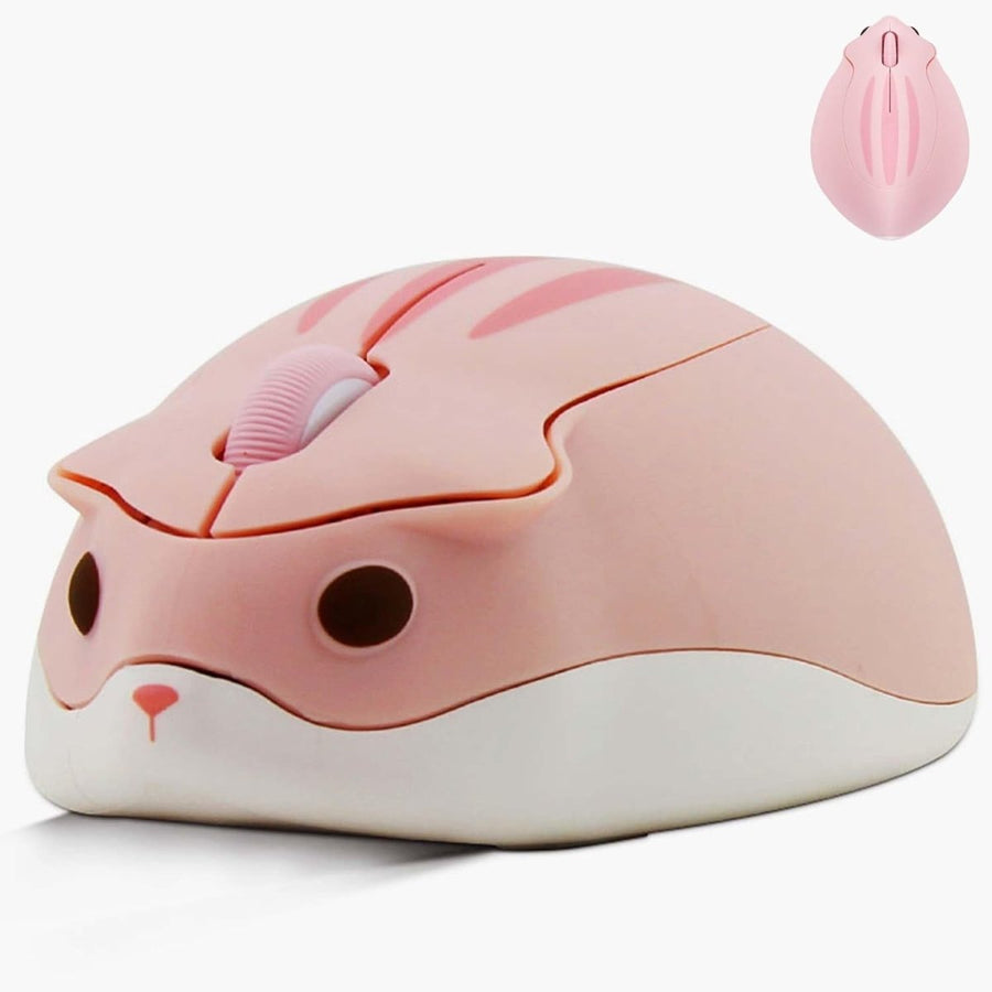 Pink Hamster Wireless Mouse Silent 1200DPI Cute USB Laptop PC - Kwikley
