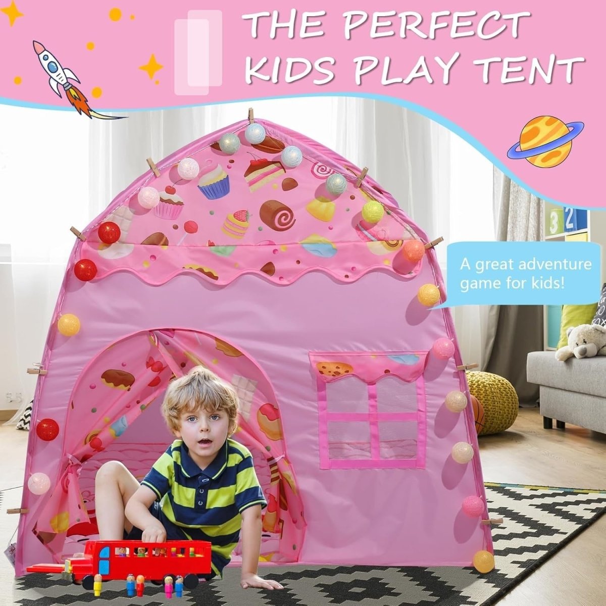 Pink Kids Pop Up Play Tent Dome Castle Indoor Outdoor Easy Setup - Kwikley