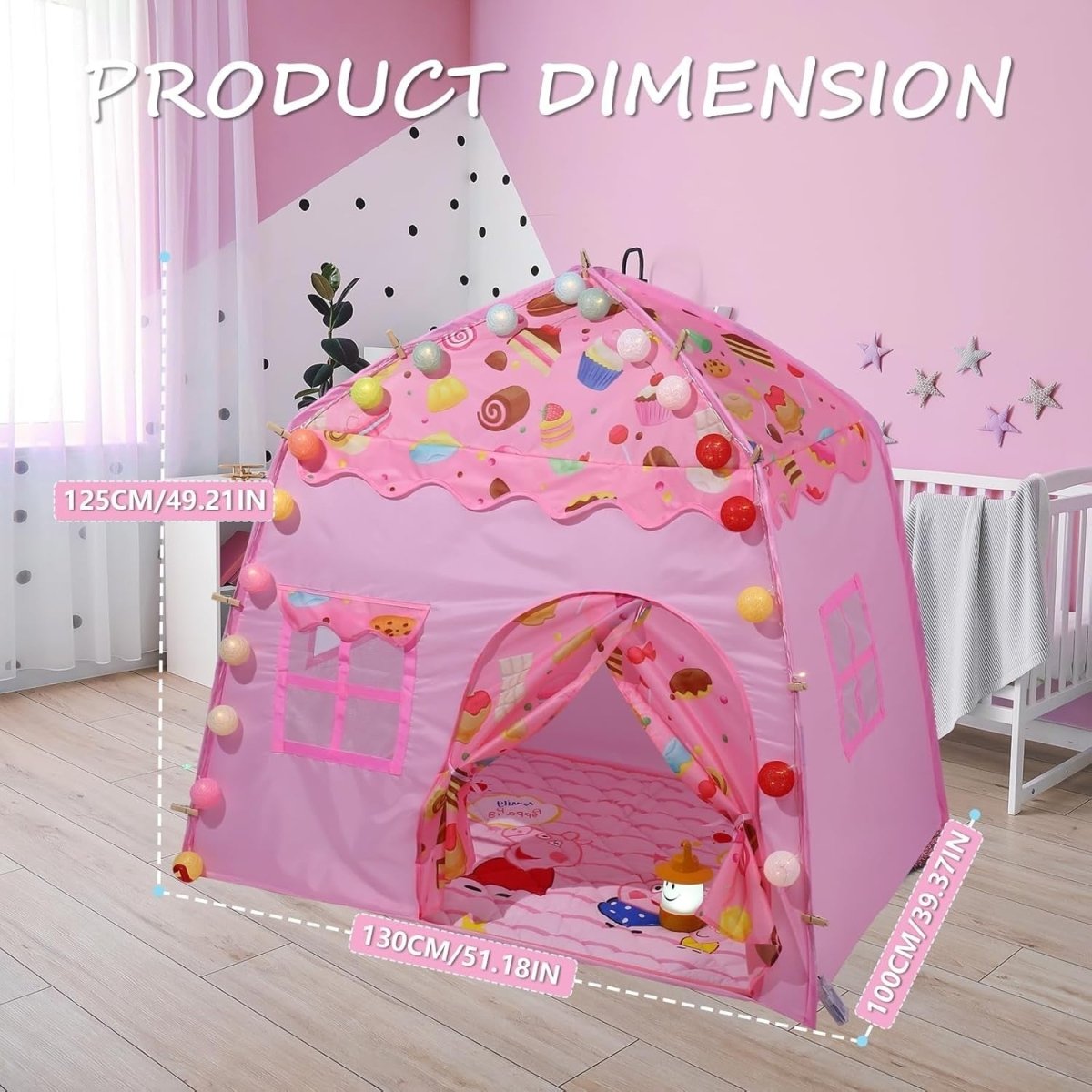 Pink Kids Pop Up Play Tent Dome Castle Indoor Outdoor Easy Setup - Kwikley