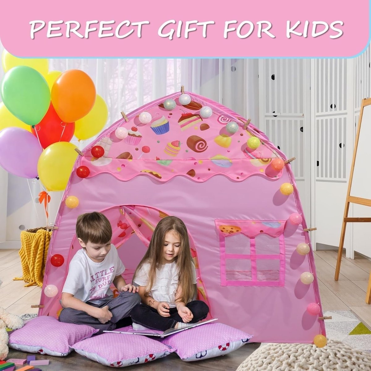 Pink Kids Pop Up Play Tent Dome Castle Indoor Outdoor Easy Setup - Kwikley