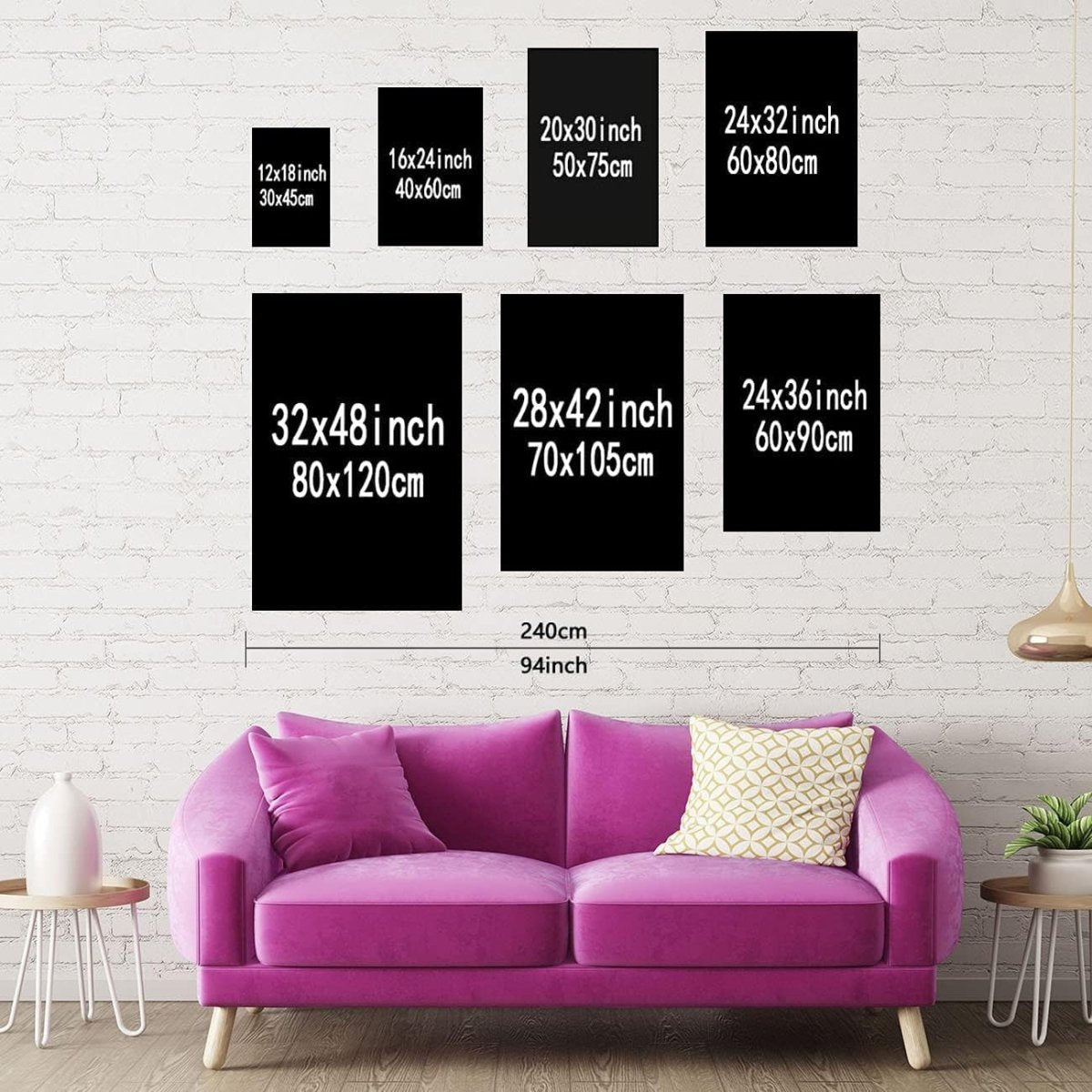 Pink Lips Canvas Wall Art Black White Framed 60x40cm - Kwikley