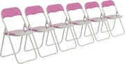 Pink Padded Folding Chairs Set of 6 – Foldable Metal Frame Desk Chair - Kwikley