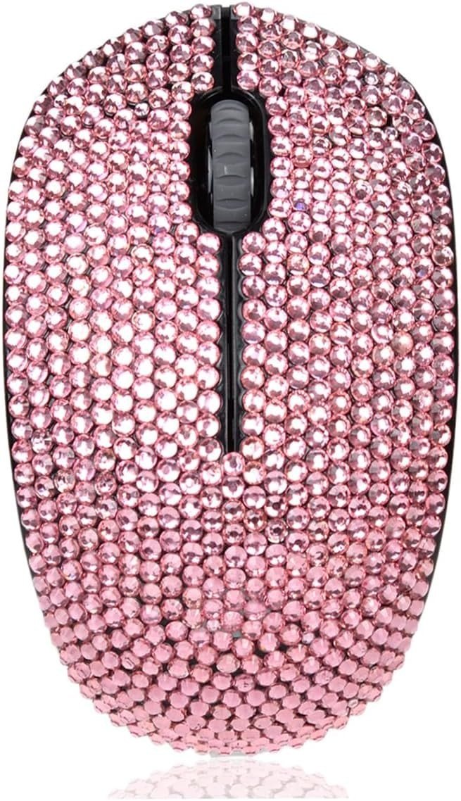 Pink Rhinestone Wireless Mouse Crystal Bling 2.4G USB - Kwikley