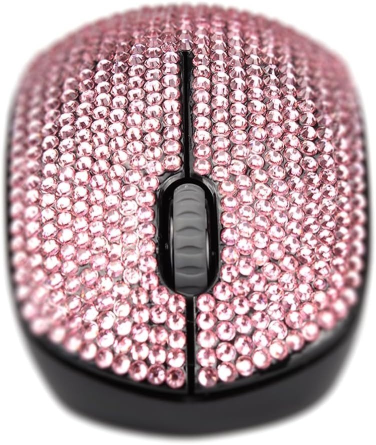 Pink Rhinestone Wireless Mouse Crystal Bling 2.4G USB - Kwikley