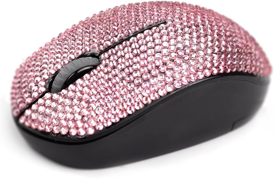 Pink Rhinestone Wireless Mouse Crystal Bling 2.4G USB - Kwikley