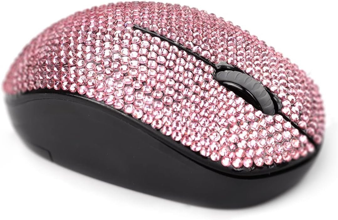 Pink Rhinestone Wireless Mouse Crystal Bling 2.4G USB - Kwikley