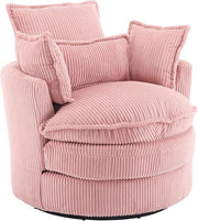 Pink Swivel Barrel Accent Chair 360° Rotating Cuddle Tub Armchair - Kwikley