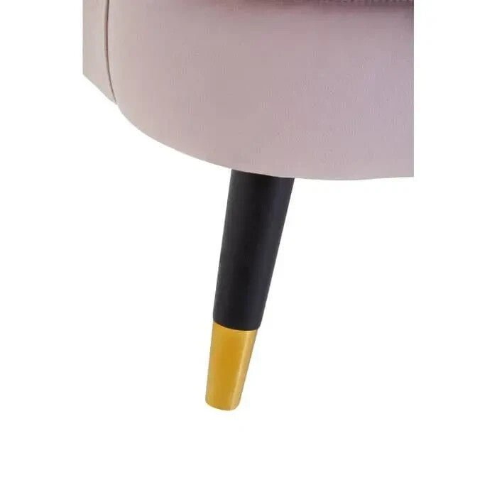 Pink Velvet Curved Accent Chair Scalloped Back Gold Legs Lounge Armchair - Kwikley