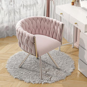 Pink Velvet Swivel Dining Chair 360° Accent Armchair Metal Legs - Kwikley