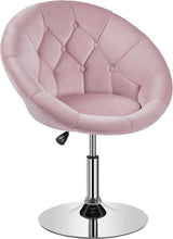 Pink Velvet Swivel Vanity Chair Adjustable Tufted Armchair for Dressing Table