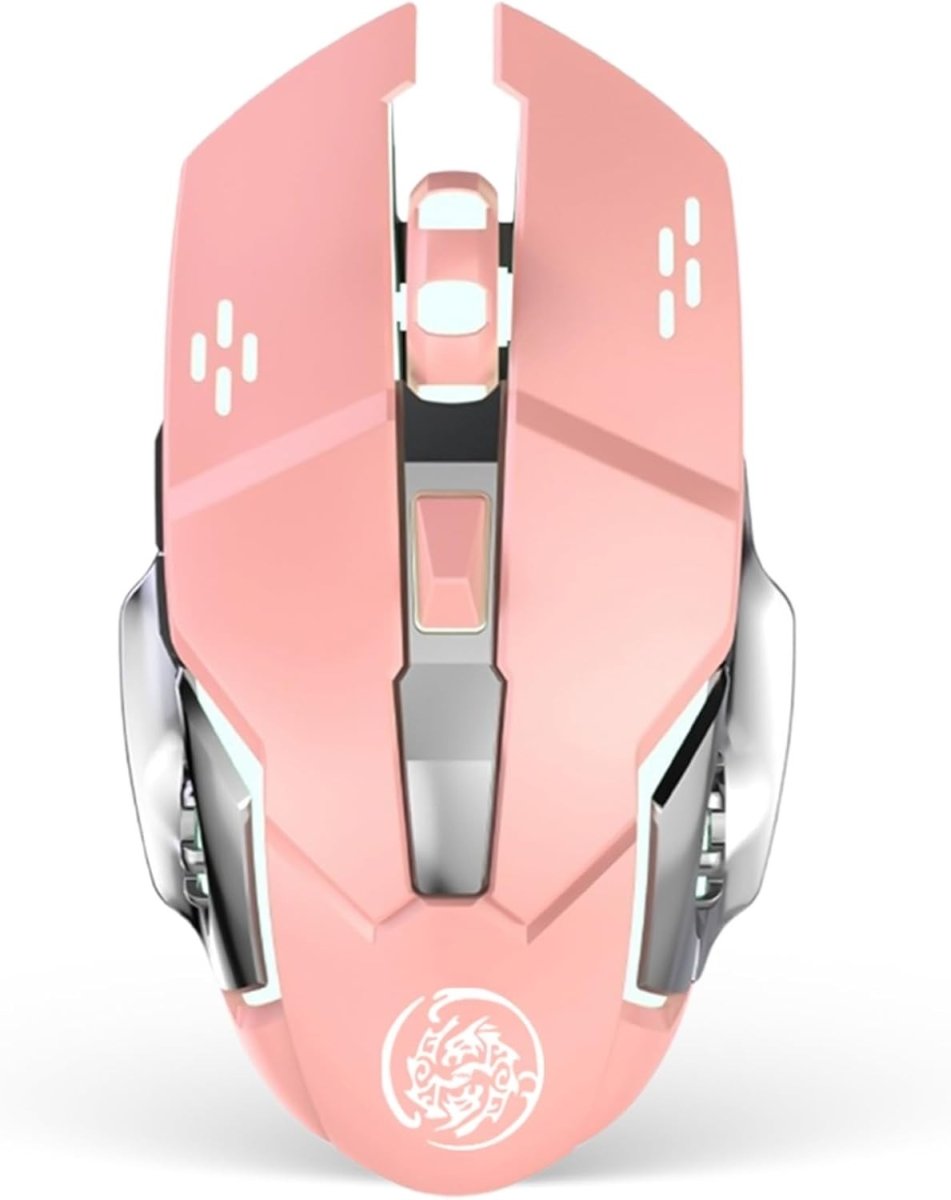 Pink Wireless Gaming Mouse Bluetooth USB RGB Silent 2400 DPI - Kwikley