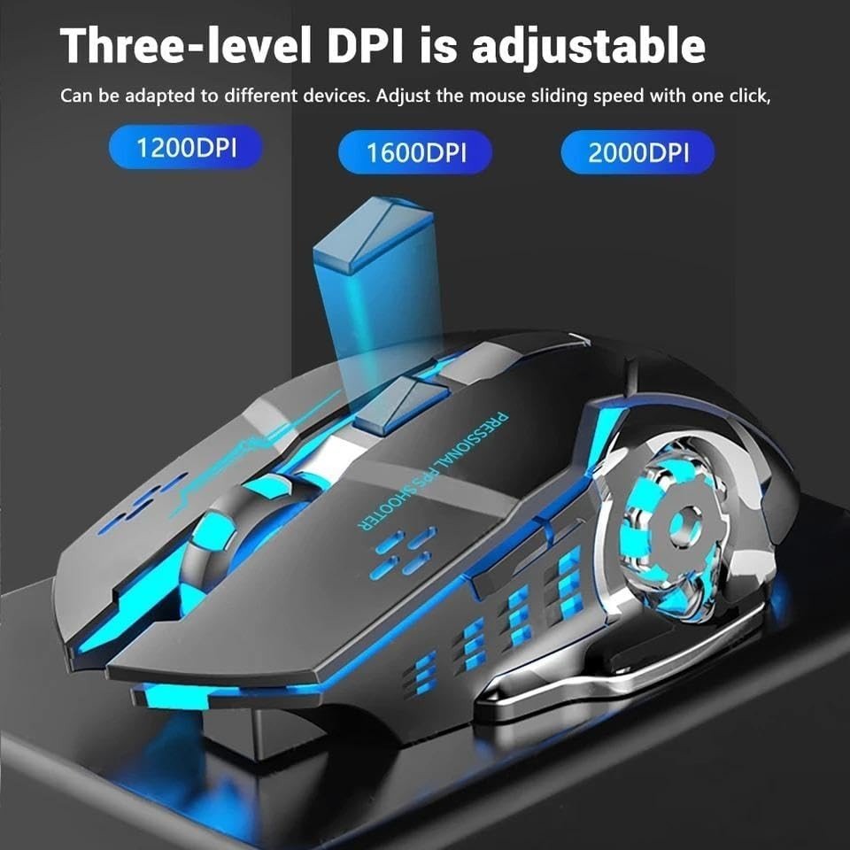 Pink Wireless Gaming Mouse Bluetooth USB RGB Silent 2400 DPI - Kwikley