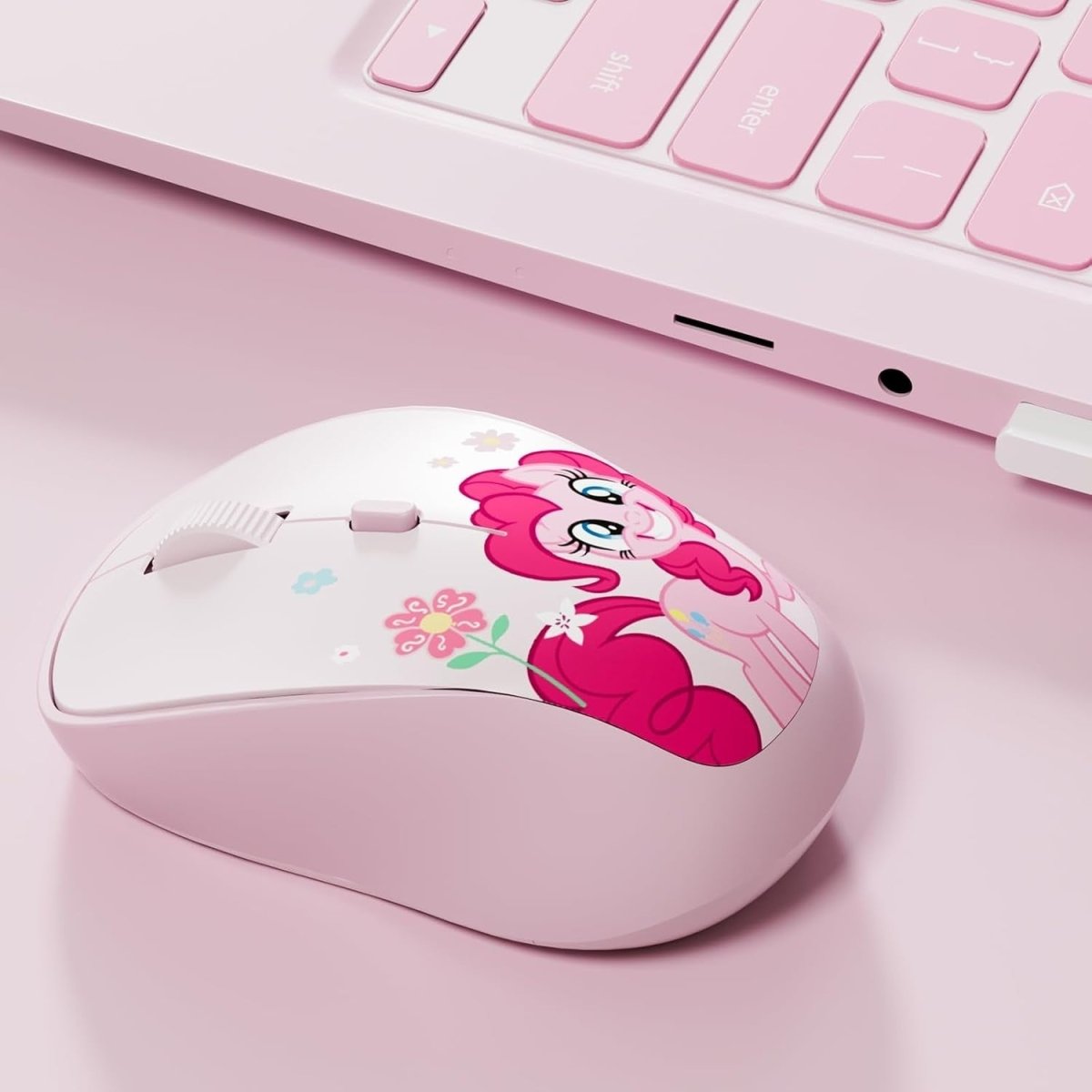 Pink Wireless Mouse Silent 1600DPI Rechargeable Ergonomic USB - Kwikley